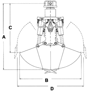 Bild: Skizze mit Greiferabmessungen Bild: Skizze mit Greiferabmessungen